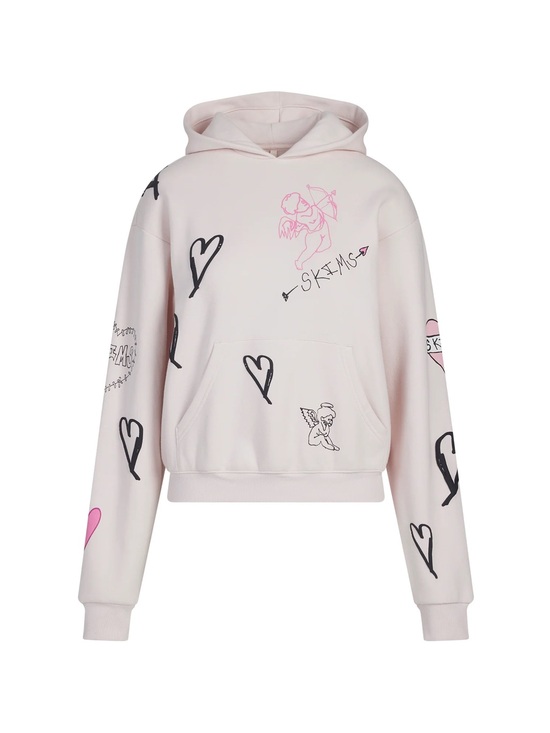 SKIMS Sweaters - SKIMS BARELY PINK ANGEL SKETCH HOODIE COTTON FLEECE NWT XL